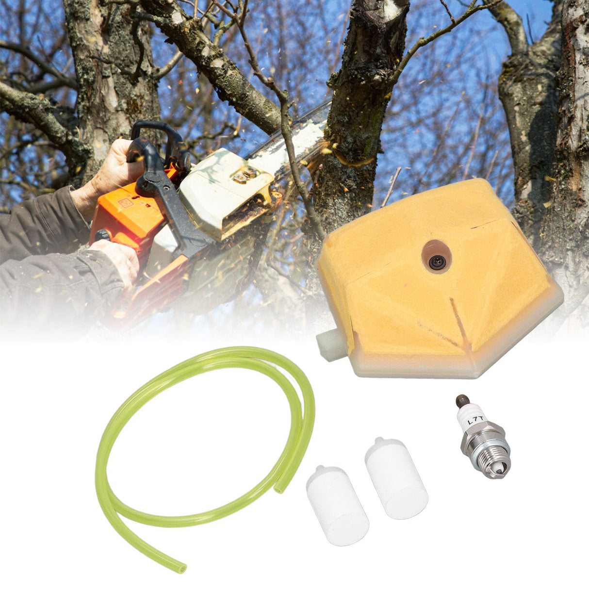 Spark Plug Air Filter Fuel Filter Fuel Line Kit 503‑443201 for Husqvarna 51 55 Chainsaw