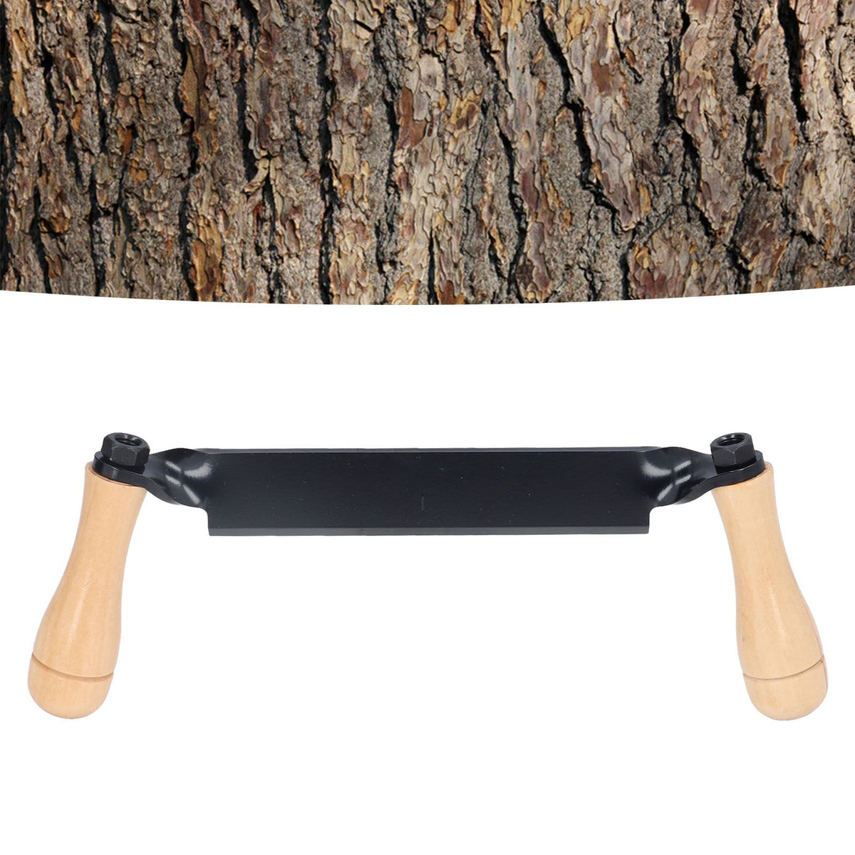 Straight Draw Knife Tungsten Steel Wooden Handle Straight Type Safe Durable Draw Shave Tool for Log Wood Fence Post 10in
