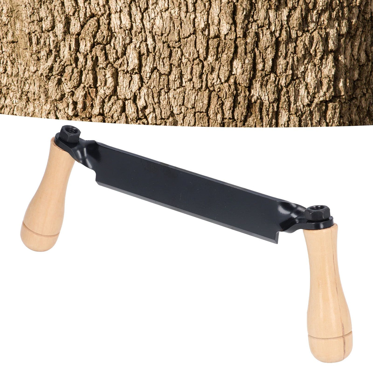 Straight Draw Knife Tungsten Steel Wooden Handle Straight Type Safe Durable Draw Shave Tool for Log Wood Fence Post 10in
