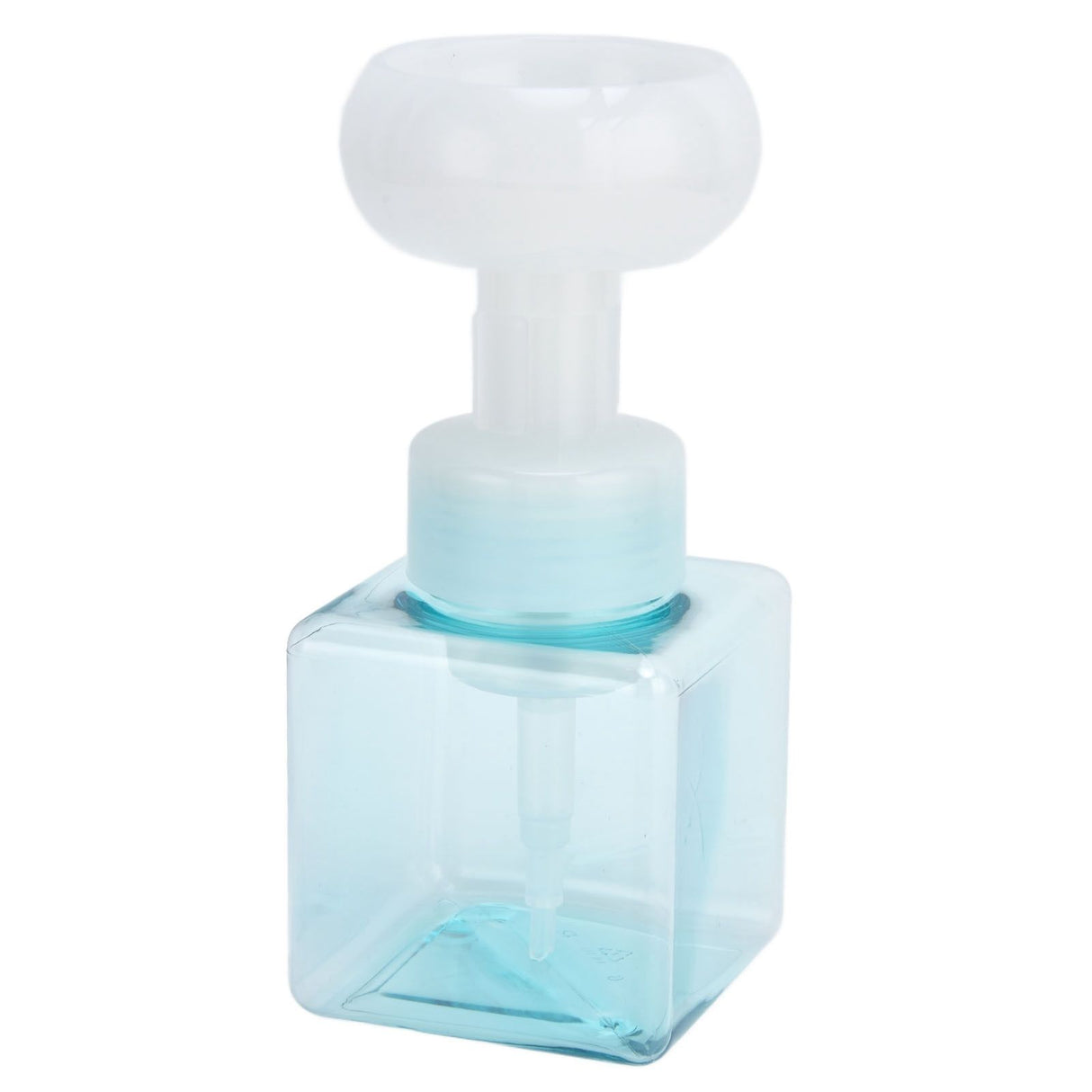 250ml Foaming Bottle PETG Plastic Flower Foam Dispenser Square Bottles for Cosmetic PackagingTransparent Blue