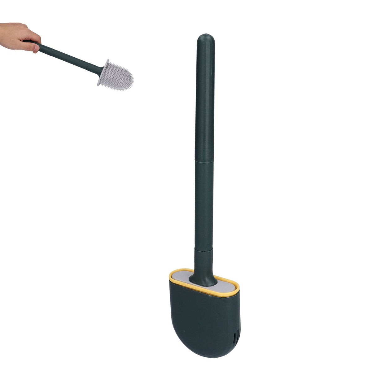 Wall Mounted Toilet Brush Drying Holder Set with Detachable Handle Cleaning Tool for Home Hotel BathroomGreen