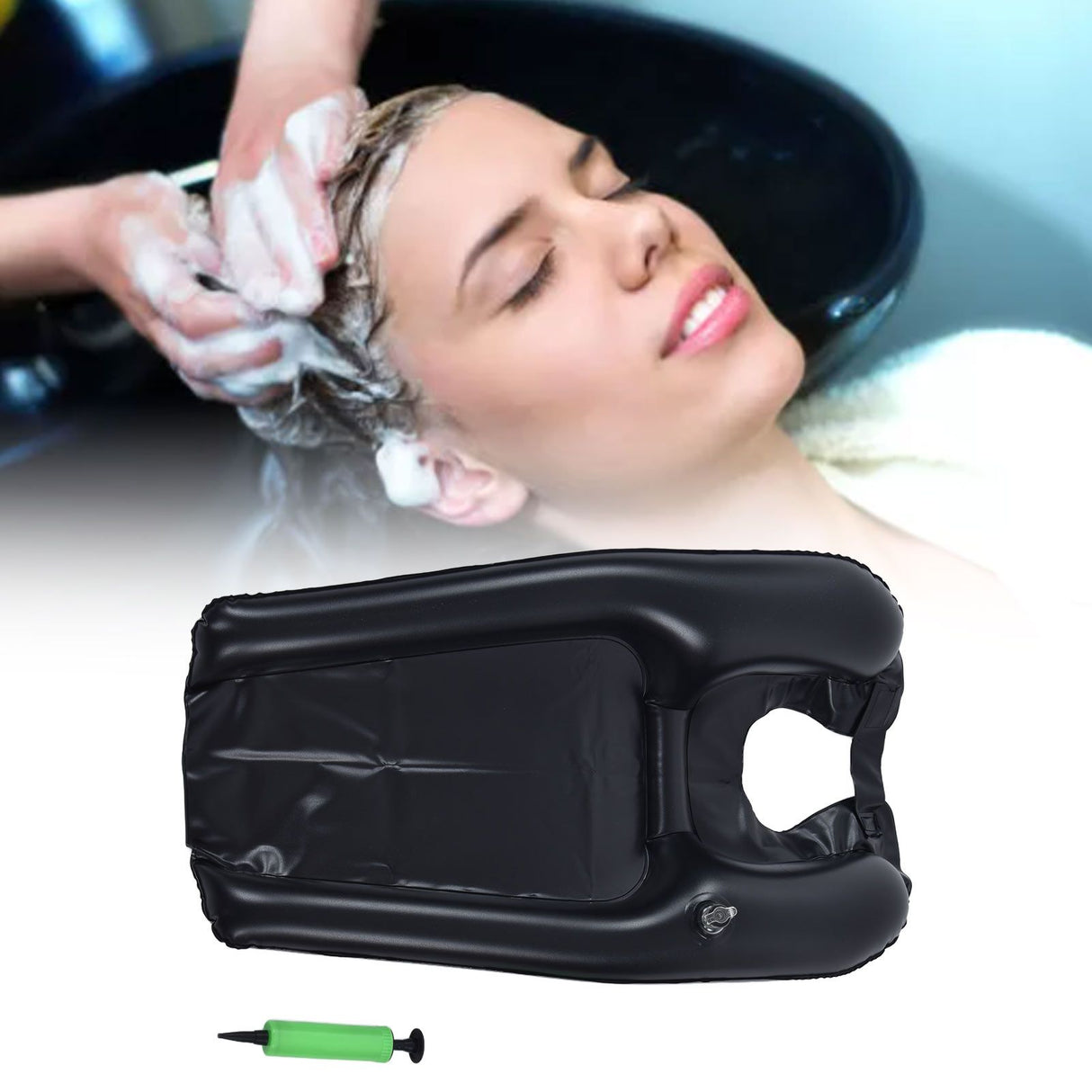 Inflatable Shampoo Bowl Portable Hair Washing Tray with Inflator Pump Lightweight Shampoo Basin