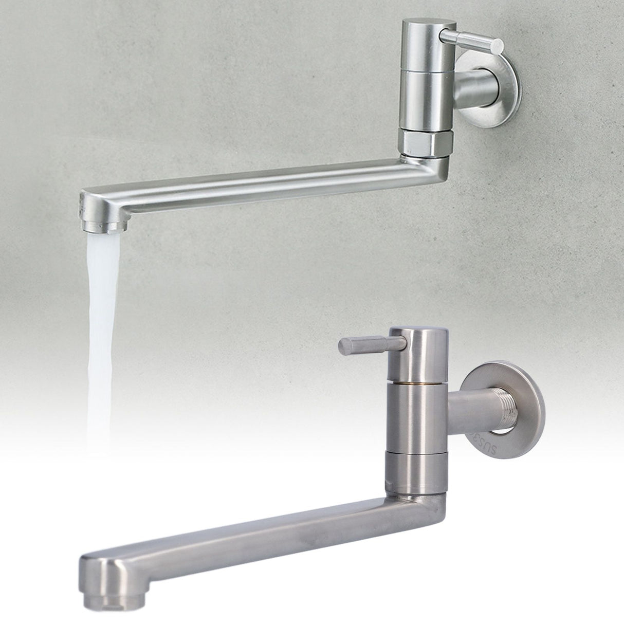 G1/2 Lengthen Water Faucet 304 Stainless Steel Single Cold Water Tap for Kitchen Balcony Mop Pool