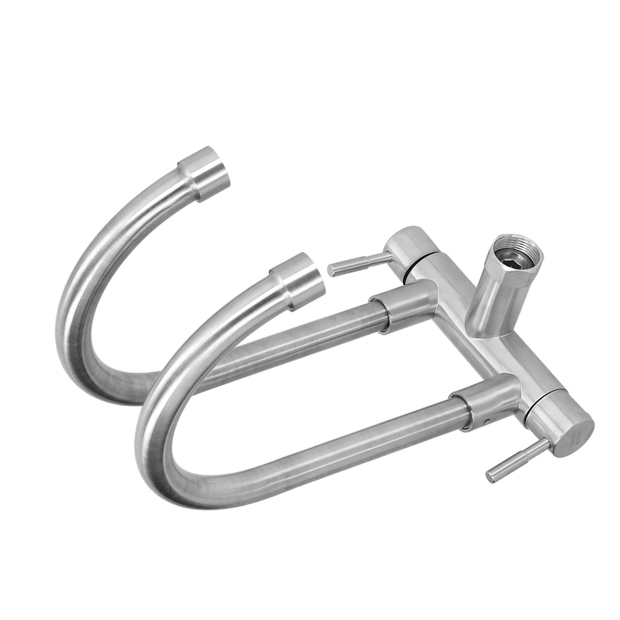 G3/4 Double Nozzle Single Cold Faucet 360 Degree Rotating 304 Stainless Steel Basin Tap for Kitchen Bathroom