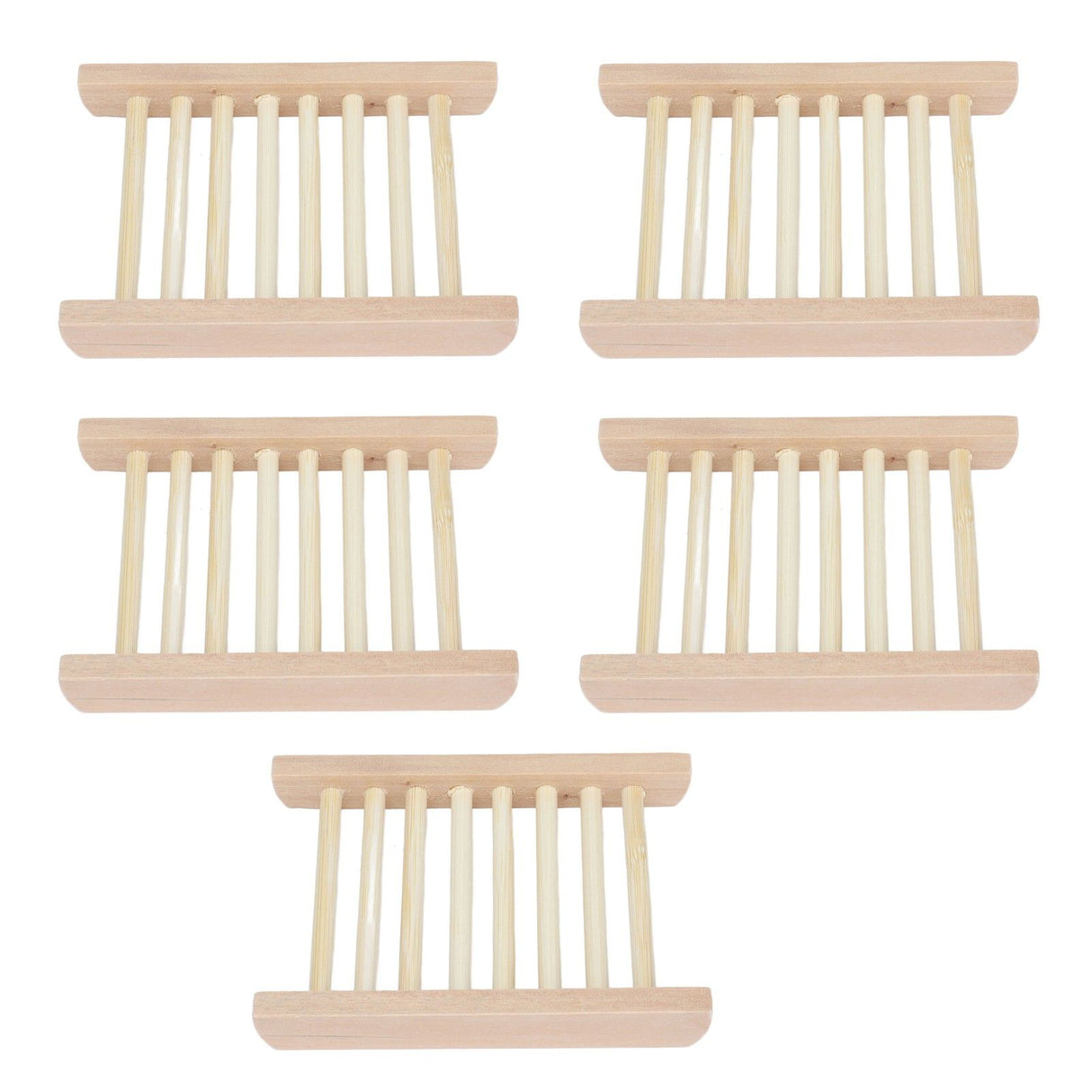 5pcs Bamboo Soap Dish Waterproof Antislip Wooden Bar Soap Holder for Shower Bathroom Kitchen