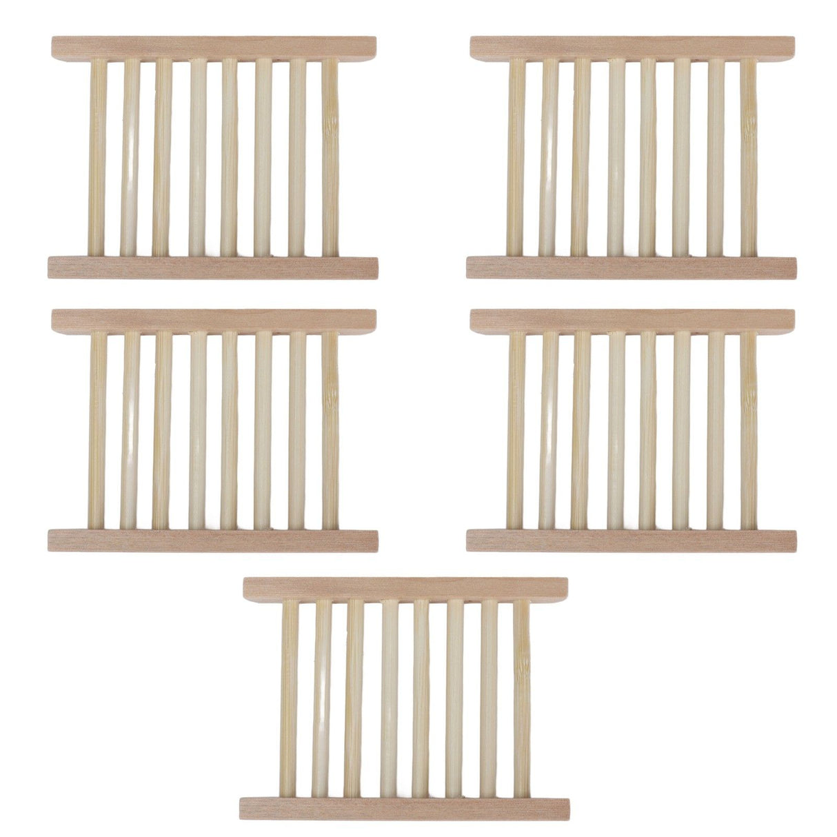 5pcs Bamboo Soap Dish Waterproof Antislip Wooden Bar Soap Holder for Shower Bathroom Kitchen