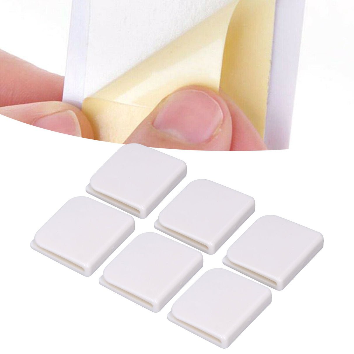 6Pcs/Set Shower Splash Curtain Clips White Self Adhesive 4.5x5cm for Home Bathroom Bedroom Living Room Kitchen