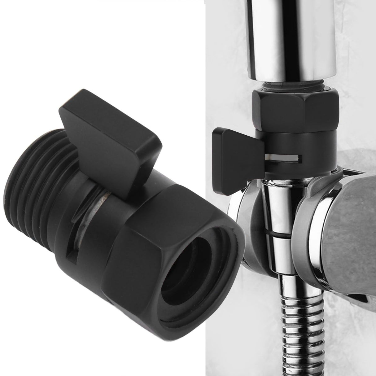 G1/2 Shut Off Valve Brass Water Control Valve Black Shower Head Sprayer Valve for Household Bathroom