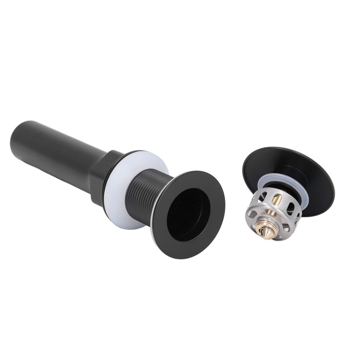 Round Popup Sink Drain Copper Stainless Steel Drain Stopper with Filter Basket Bathroom Accessory for Household