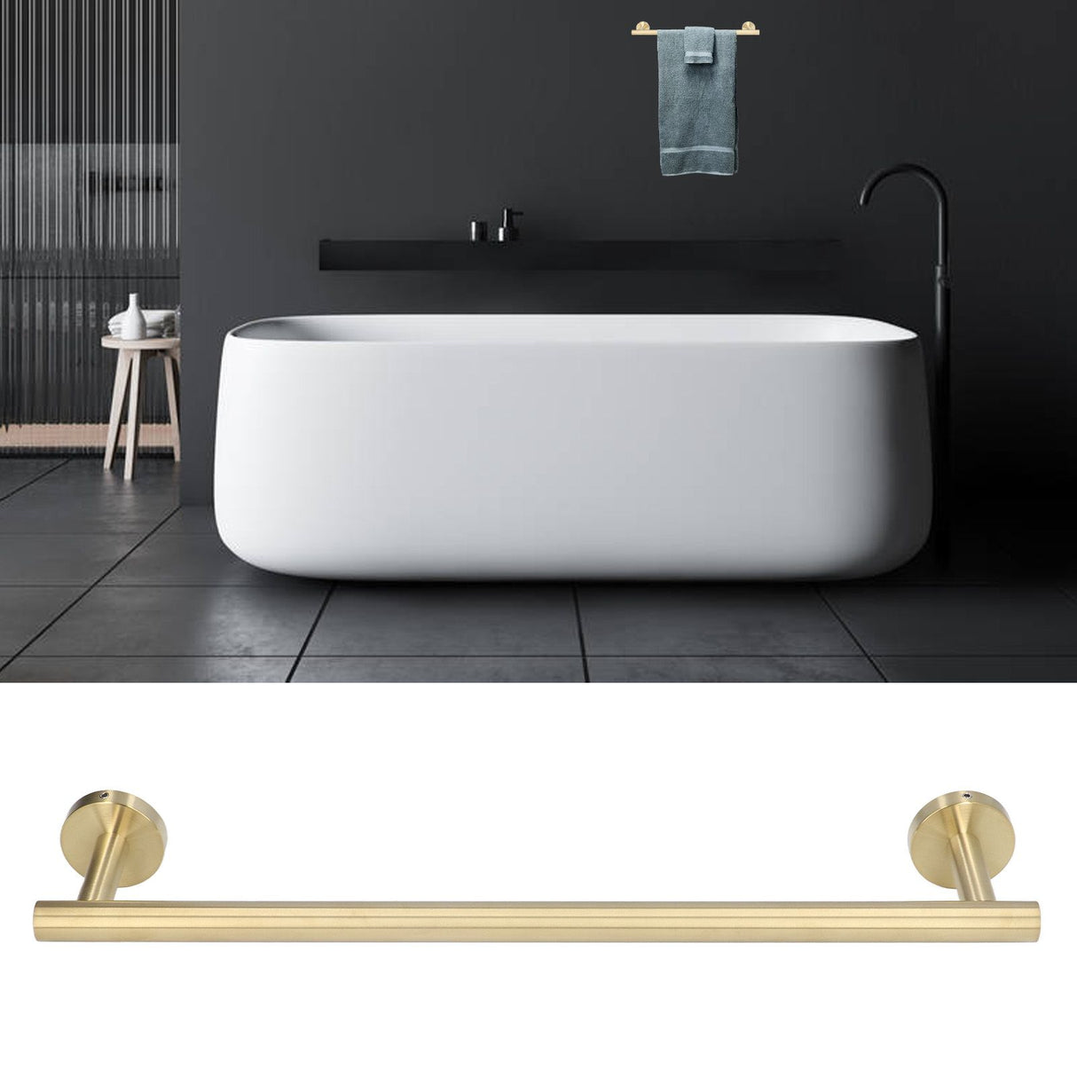 Gold Towel Bar Approx 17.7in 304 Stainless Steel 11lbs Maximum Load Rustproof Corrosion Resistant Bathroom Towel Bar