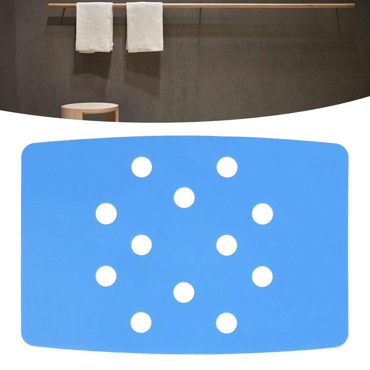 Shower Chair Cushion Paste Fixed Keep Warm EVA Blue Perforation Design Portable Shower Stool Cushion
