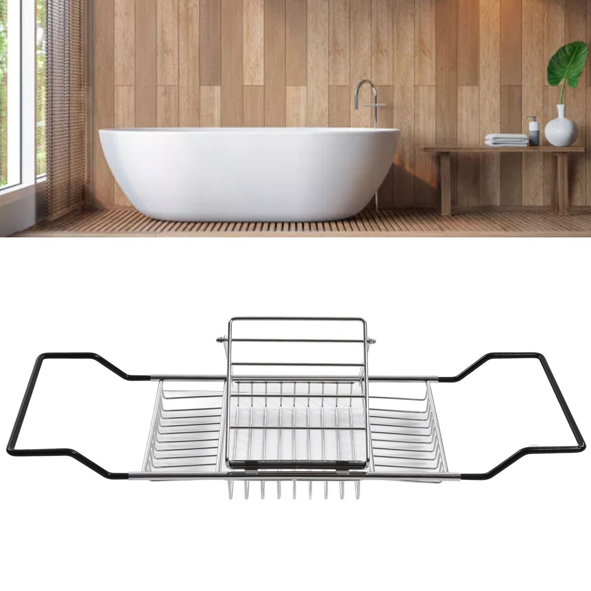 Metal Bathtub Rack Retractable Adjustable Removable Stand Bathroom Caddy Tray Rack for Hotels Bathrooms