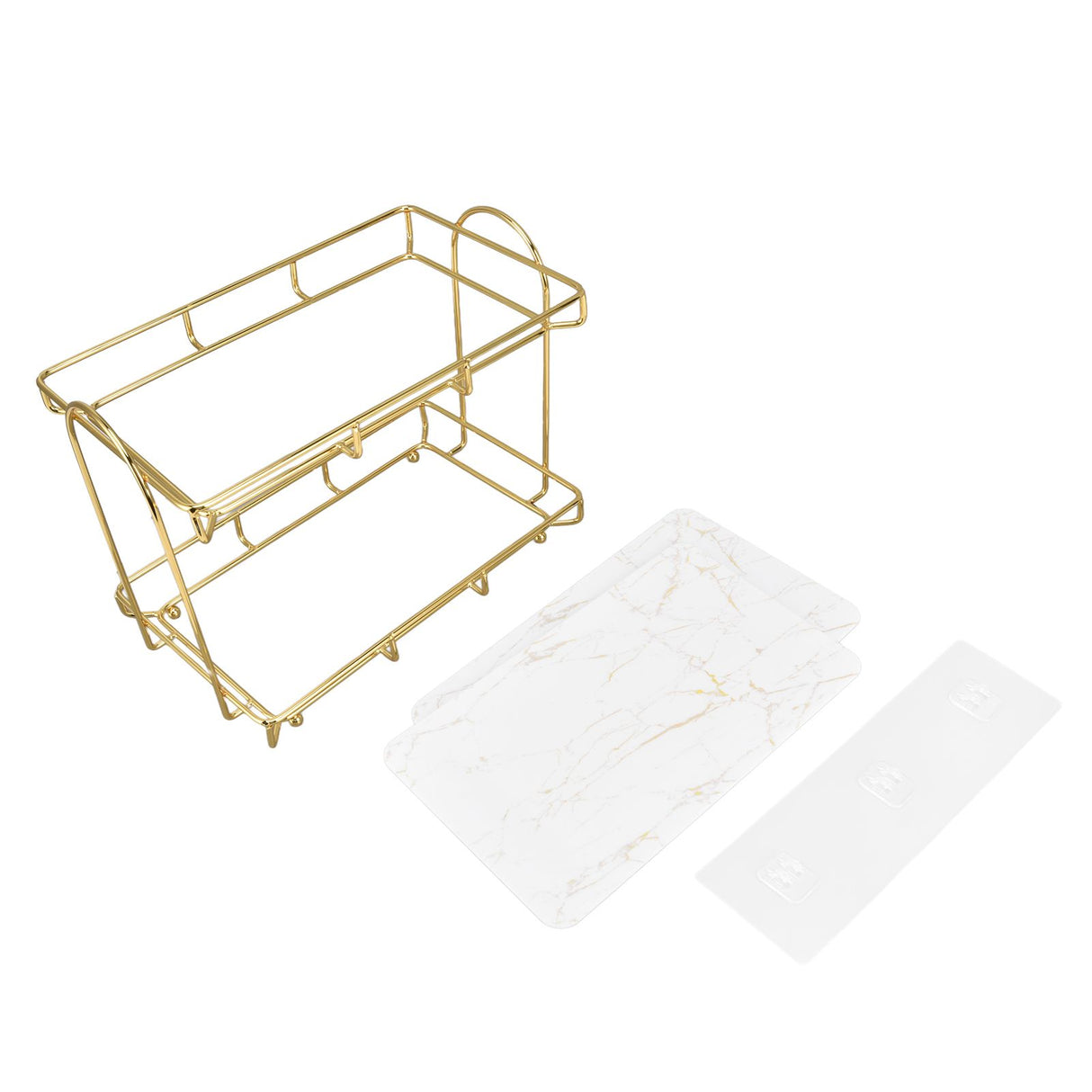 Bathroom Countertop Rack Large Capacity 2 Tiers Gold Bathroom Countertop Rack for Home Hotel