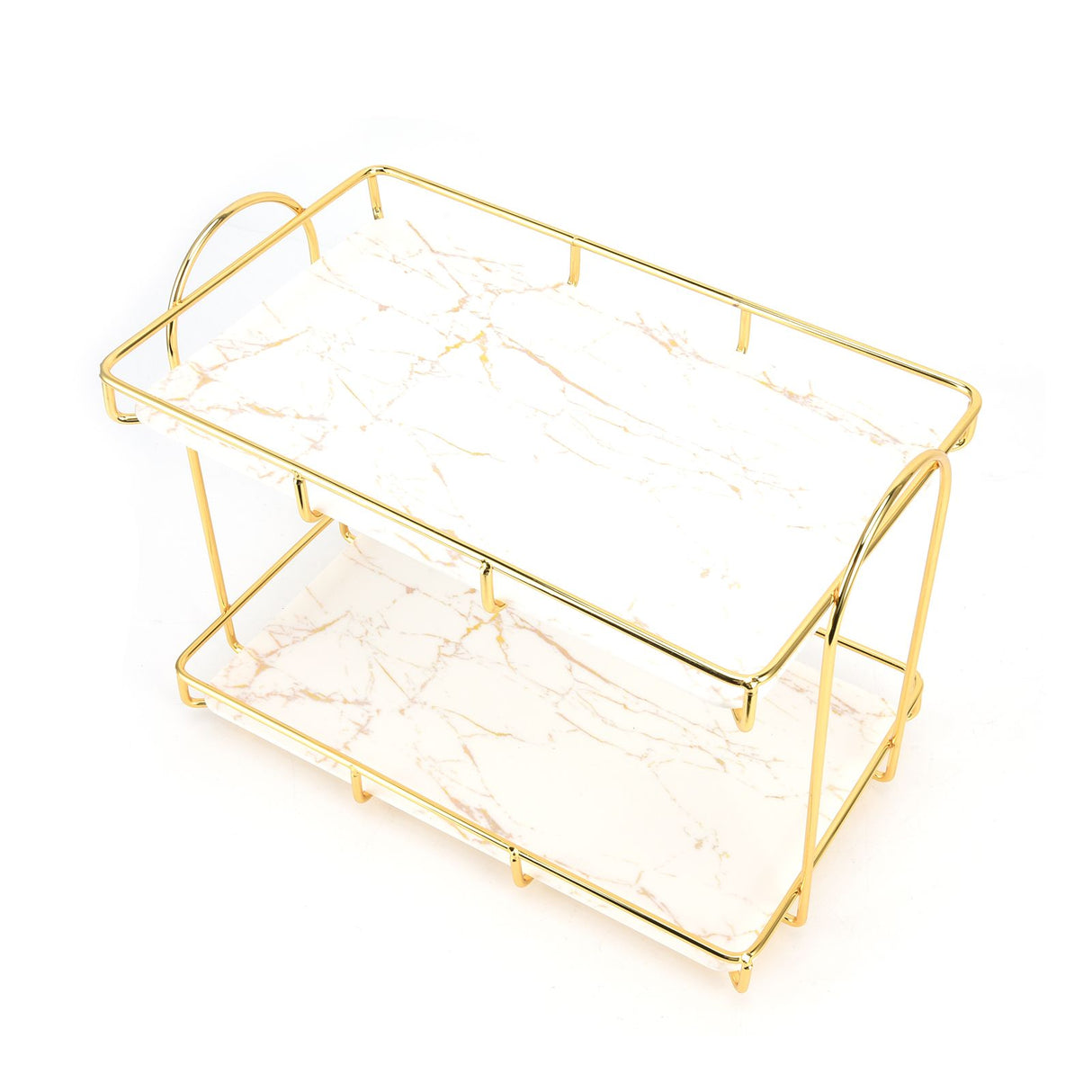 Bathroom Countertop Rack Large Capacity 2 Tiers Gold Bathroom Countertop Rack for Home Hotel