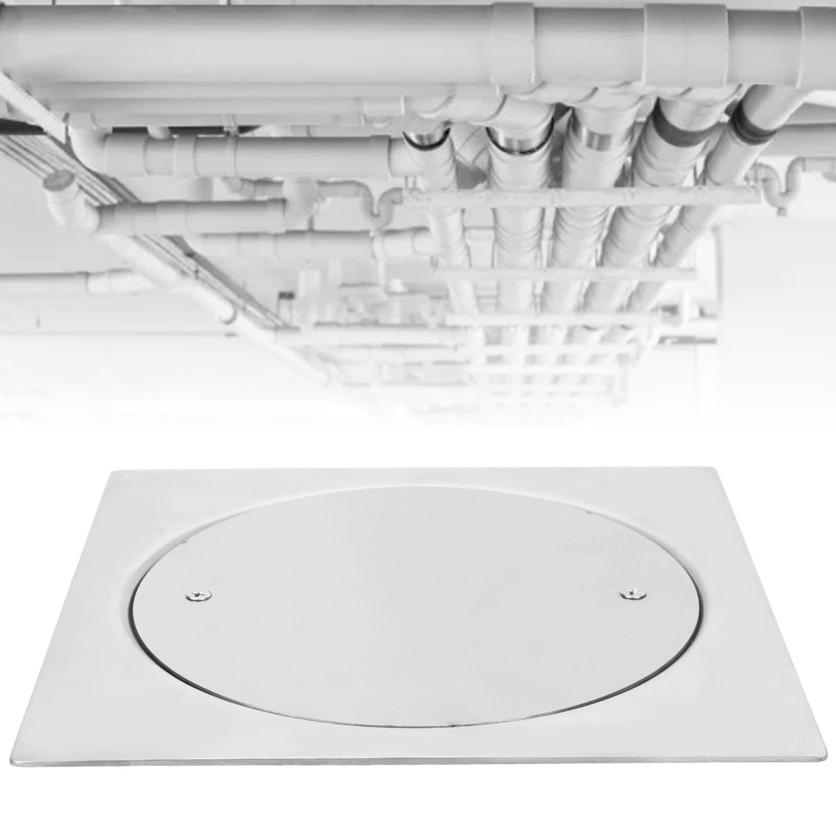 Floor Drain 20 X 20cm Stainless Steel Corrosion Resistant Screw Fixation Easy Installation Well Sealed Floor Strainer
