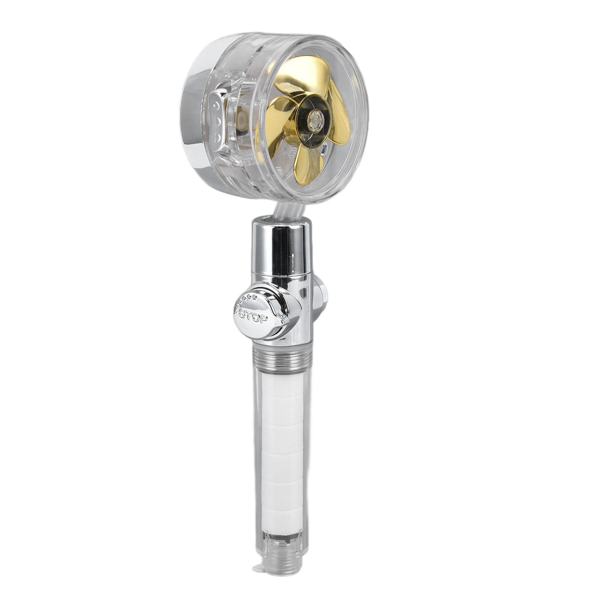 Propeller Shower Head Vortex Hydro Jet 360° Rotating Handheld with Pause Switch Filter G1/2