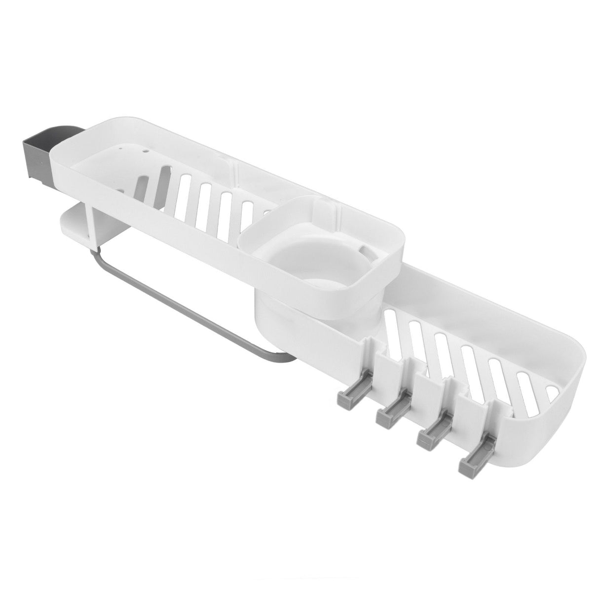 Bathroom Corner Rack Double Layer Rotatable Wall Mounted Stylish Simple Multifunctional Storage ShelfWhite and Grey