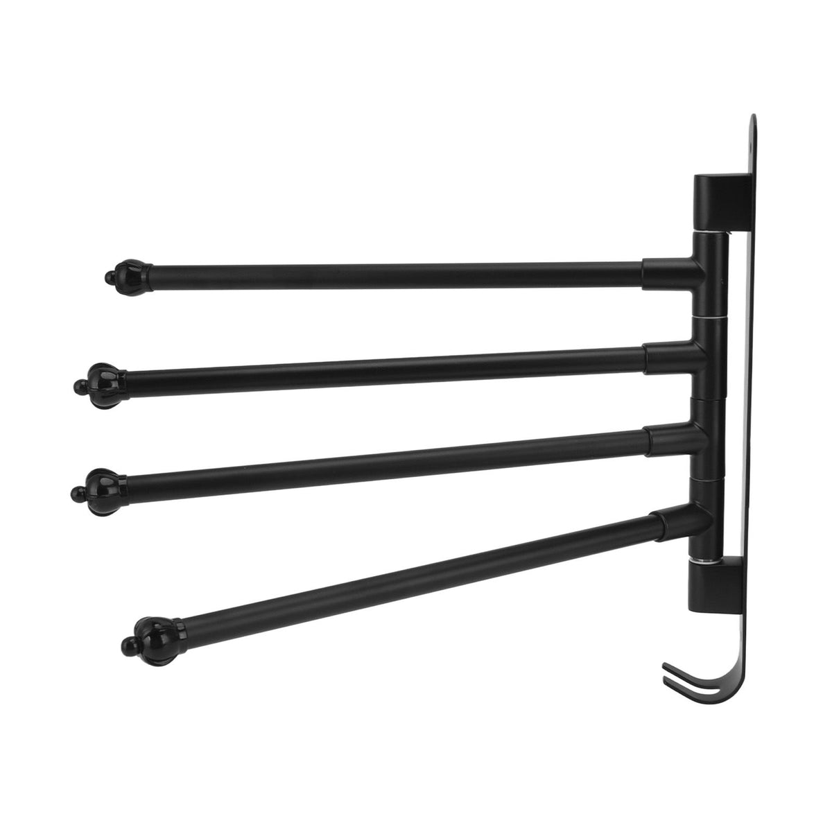 Stainless Steel Swivel Towel Hanger Holder Black Rotating Movable Towel Bar for Bathroom Wardrobe Kitchen4 Arms