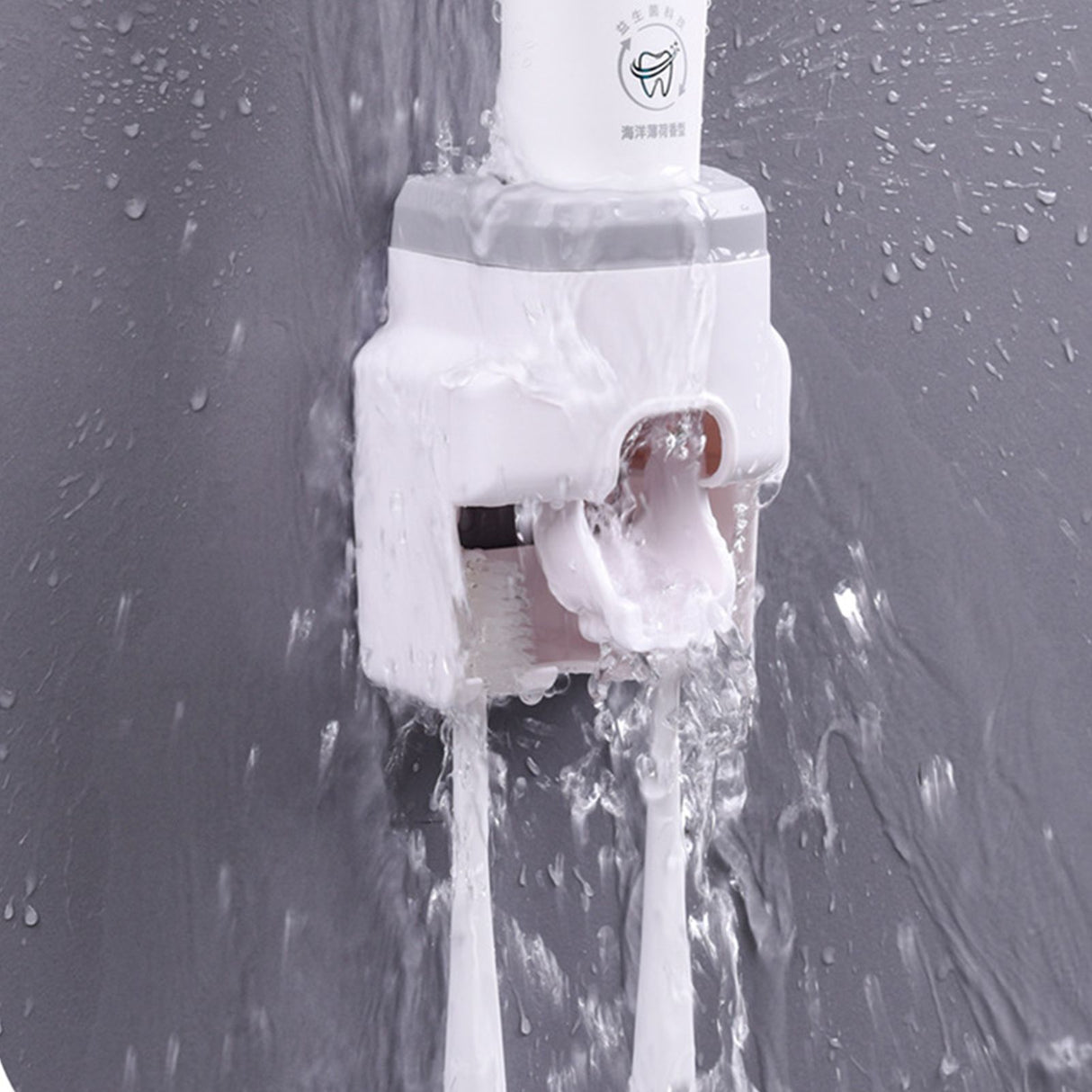 Automatic Toothpaste Dispenser Squeezer with Toothbrush Holder Wall Mounted for Bathroom Adults KidsGrey