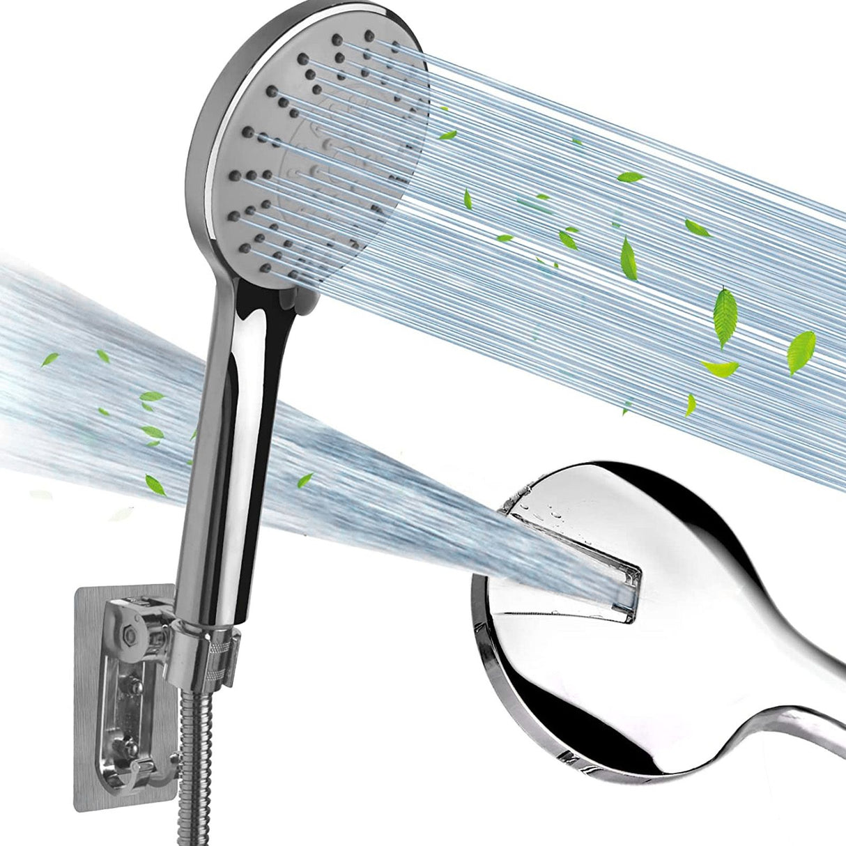 High Pressure Handheld Shower Head Set 5 Spray Settings Detachable Anti Clog Rain Showerhead for Household Bathroom Hotels