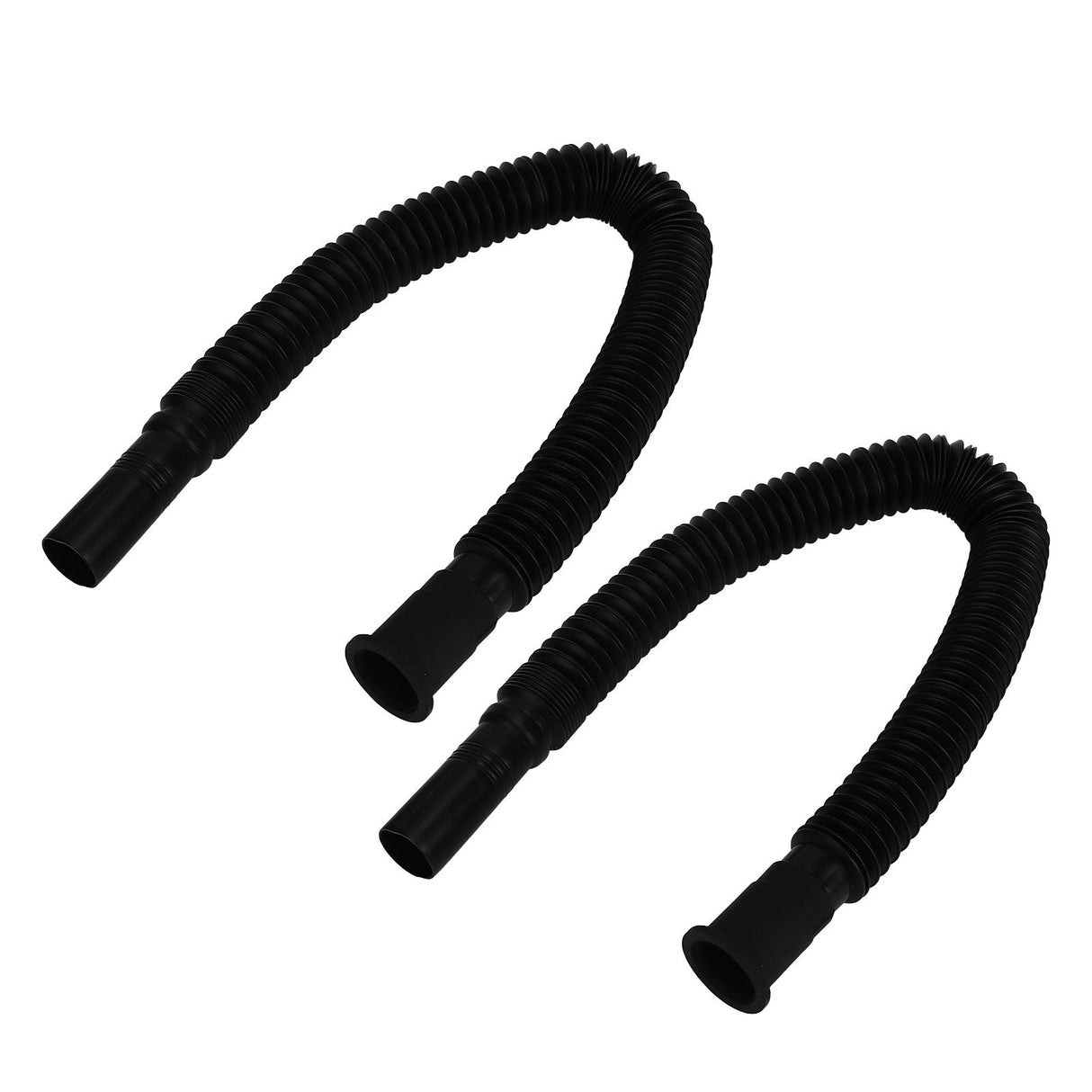 2Pcs Basin Drain Pipe Wash Basin Sink Drain Hose Flexible PVC Water Pipe for Kitchen Bathroom Black