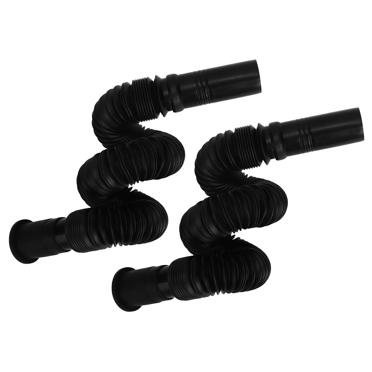2Pcs Basin Drain Pipe Wash Basin Sink Drain Hose Flexible PVC Water Pipe for Kitchen Bathroom Black