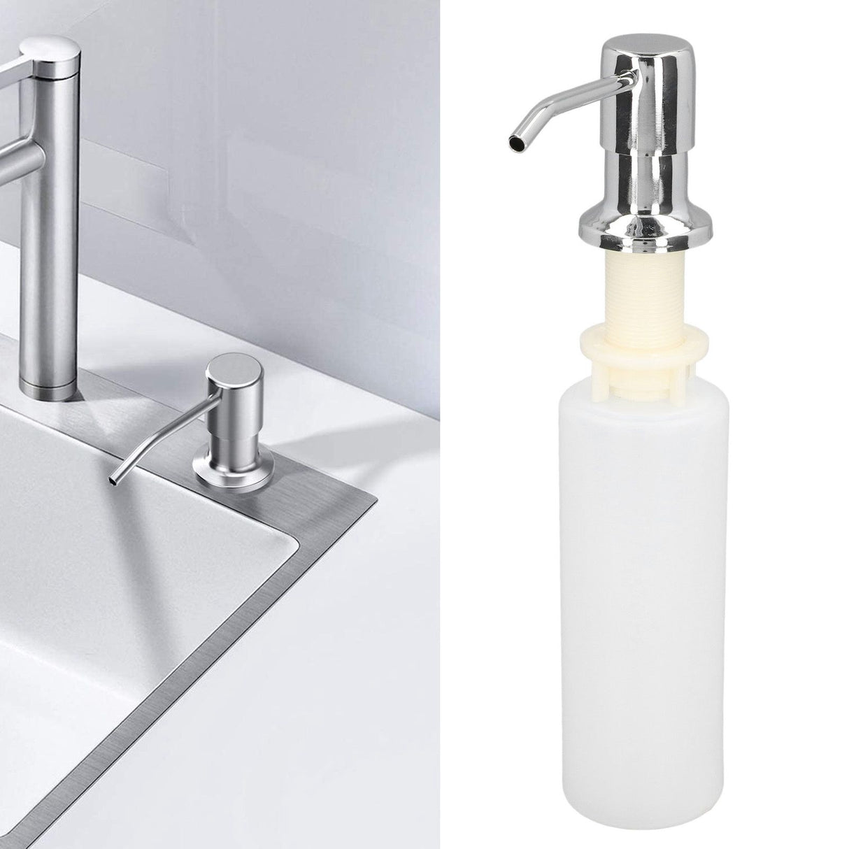 300ml Sink Soap Dispenser Lotion Pump Dispenser 304 Stainless Steel Lotion Dispenser for Kitchen Chromeplate