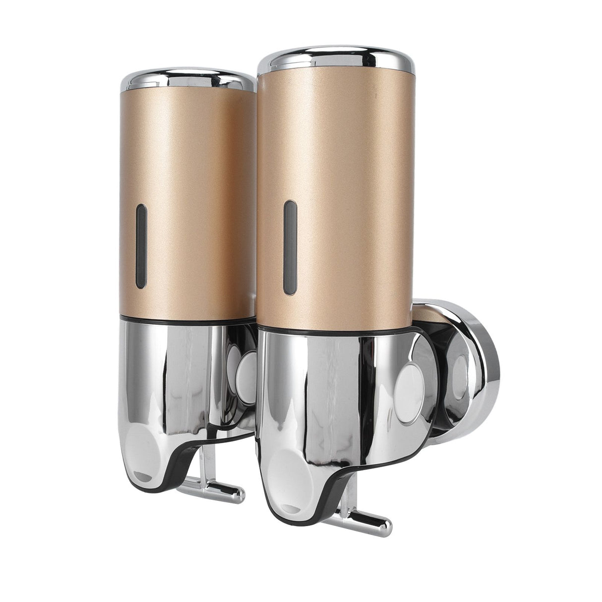 Wall Mount Soap Shower Dispenser Dual Pump 2 Separate Compartments Reusable Space Saving Shampoo Conditioner Dispenser 9506G Gold 1000ML