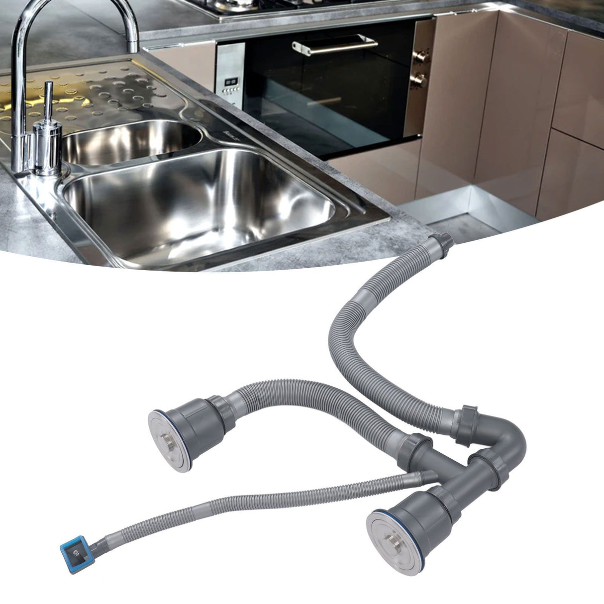 Kitchen Sink Double Hose Drain Kit Quick Draining Expandable Multiple Deodorants Universal Drain Kit for Kitchen Sink