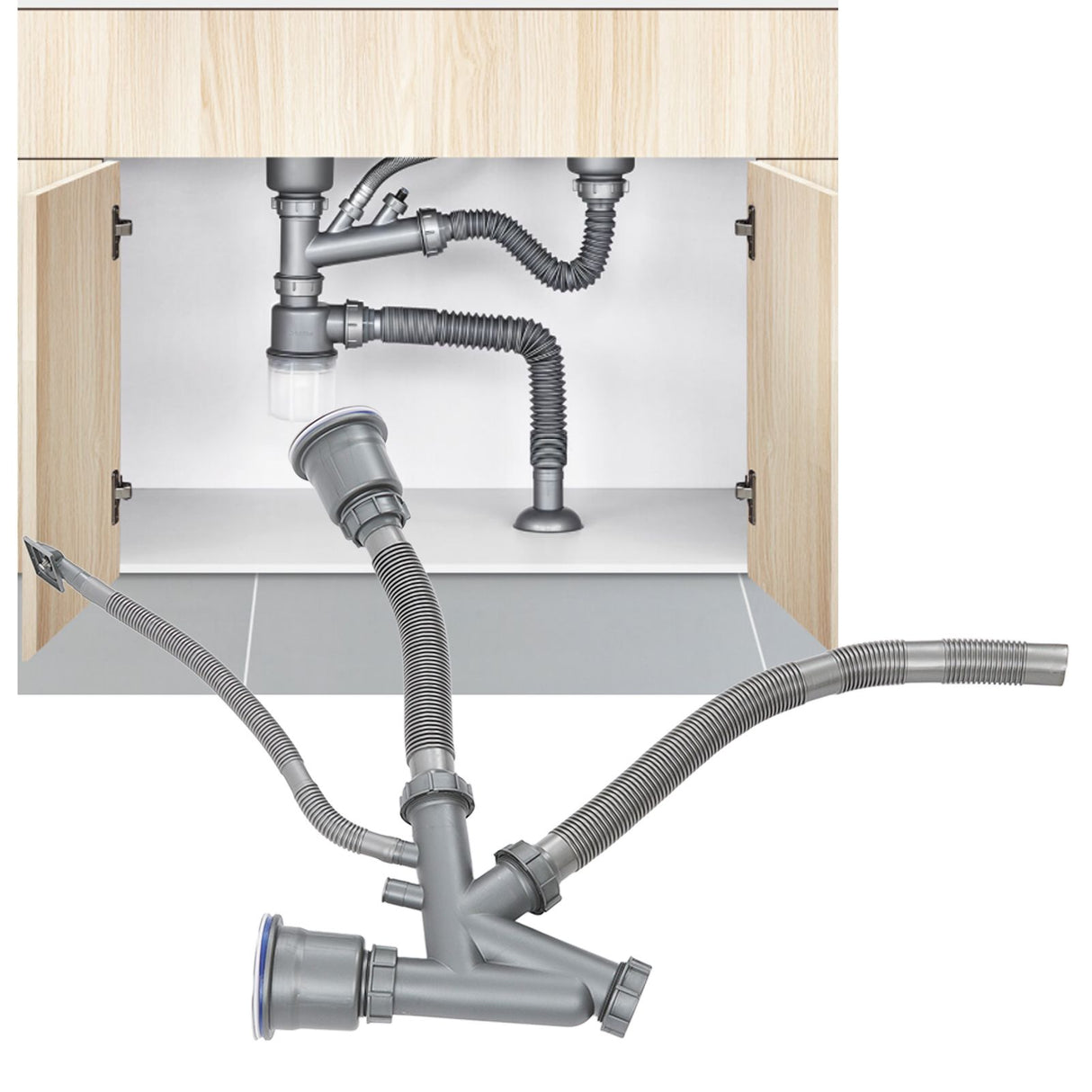 Sink Drain Assembly Kit Quick Connect Functional Bathroom Sink Drain for Home Kitchen