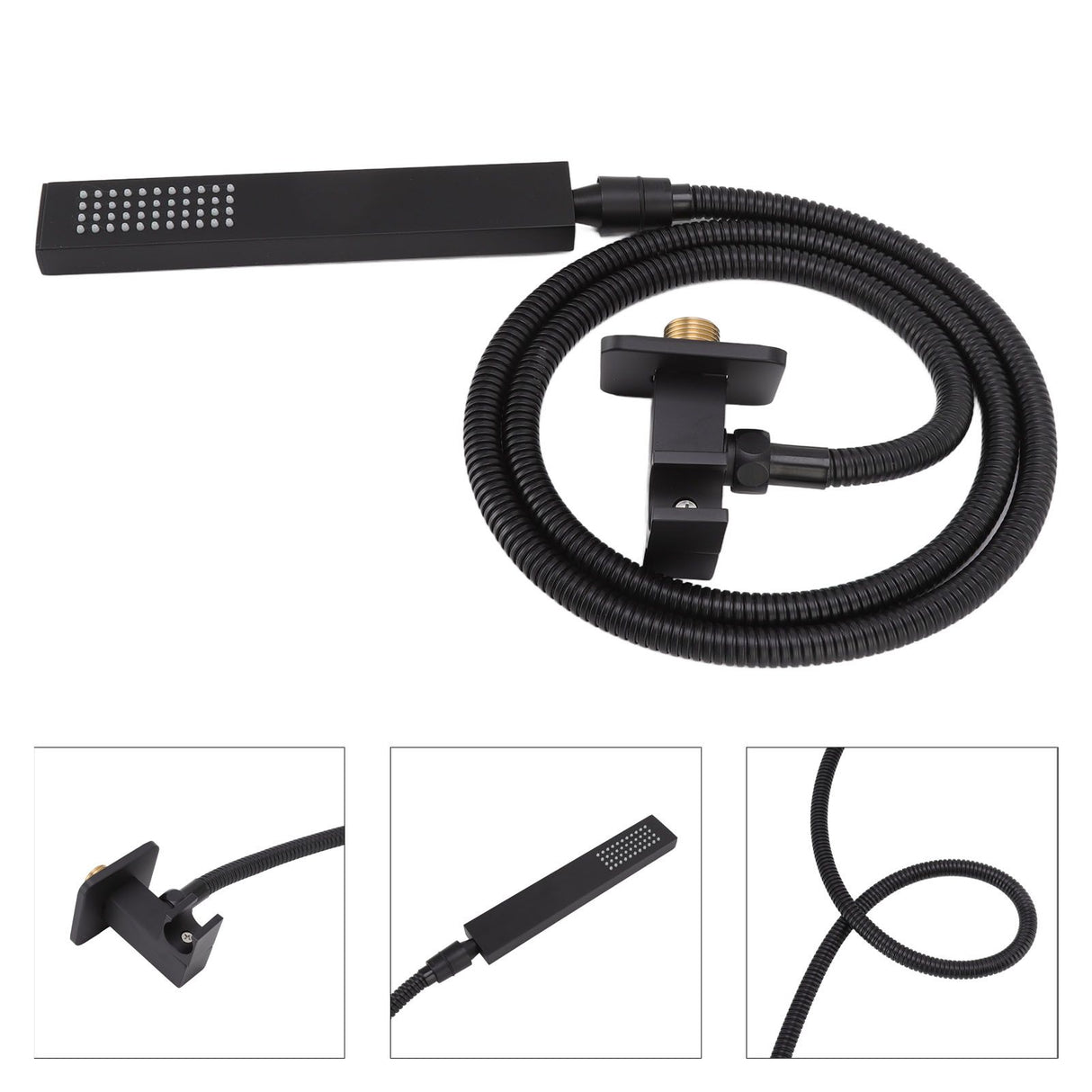 Wall Mounted Shower Set Black High Pressure Shower Head with G1/2 Caliber for Bathroom
