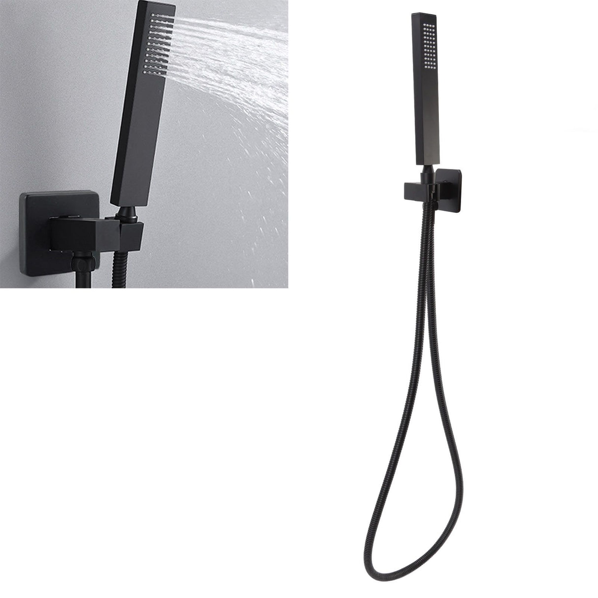Wall Mounted Shower Set Black High Pressure Shower Head with G1/2 Caliber for Bathroom