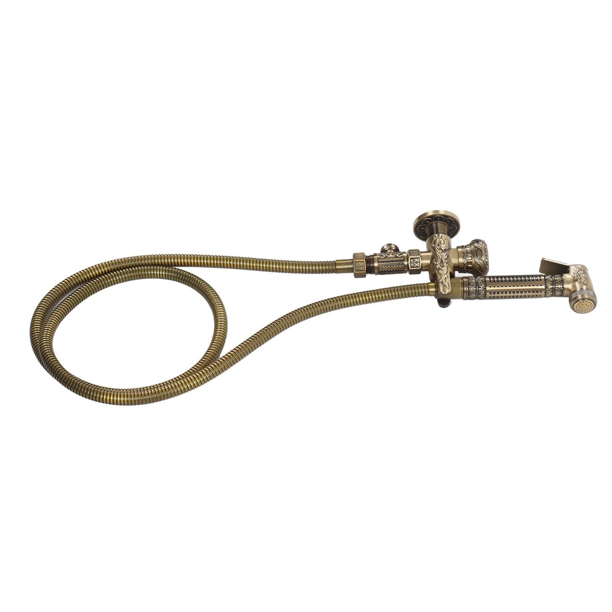 Antique Bidet Sprayer Female and Male Thread G1/2 Single Handle Antique Copper Finish Toilet Sprayer with Angle Valve