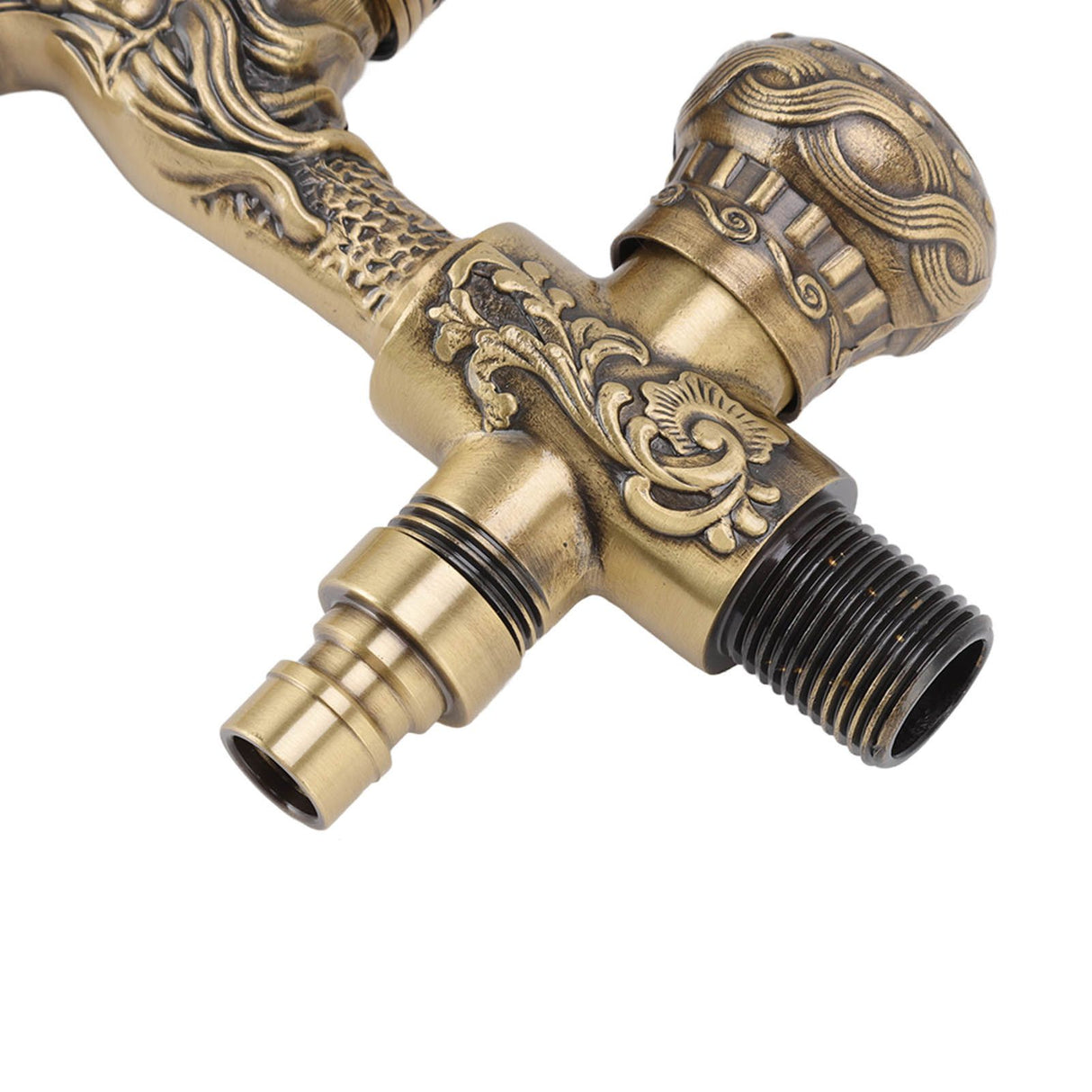 Water Tap 2 Handles 1 Hole Oil Rub Antique Dragon Carved Brass Faucet for Bathroom Sink Countertop Mounted Basin