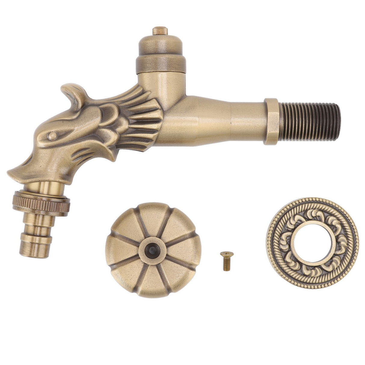 Antique Faucet G1/2 Engraved Brass Vintage Bronze Horse Shape Hanging Bathroom Sink Faucet Internal Thread