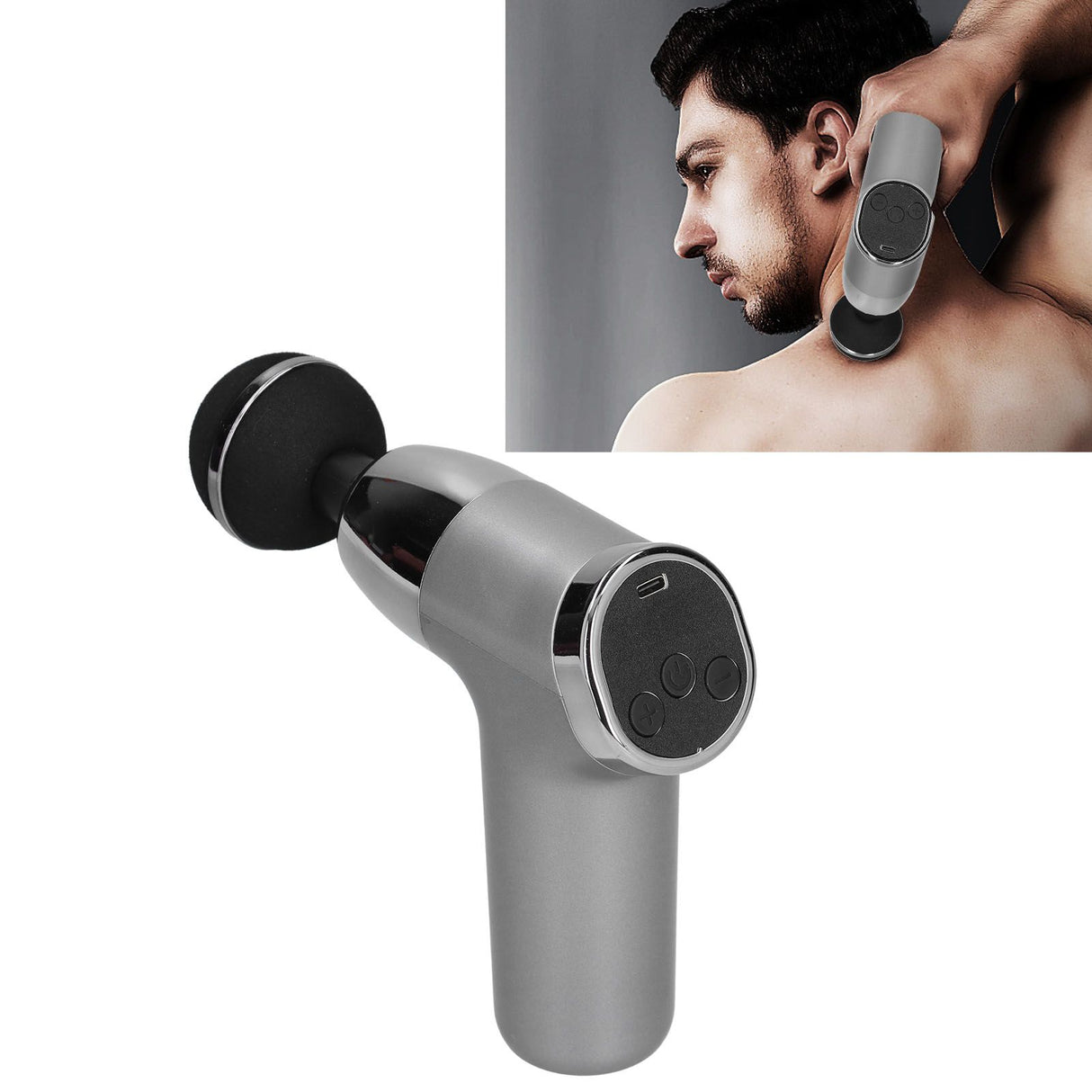 Mini Electric Muscle Massager with 20 Gears Adjustment Vibration Relaxation Equipment USB Charging Gray