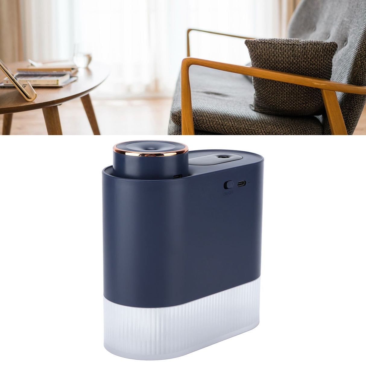 450ml Mini USB Humidifier High Capacity Double Spray Humidifier with Light for Bedroom OfficeBlue