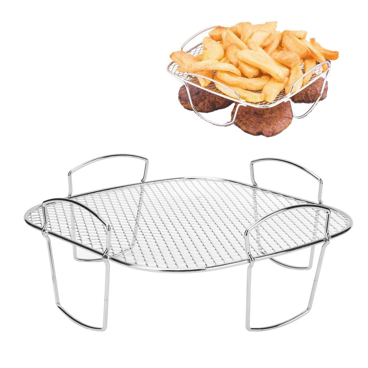 Stainless Steel French Fries Rack Anti Fall Oven Cooling Rack Holder Shelf for Home Kitchen Barbecue