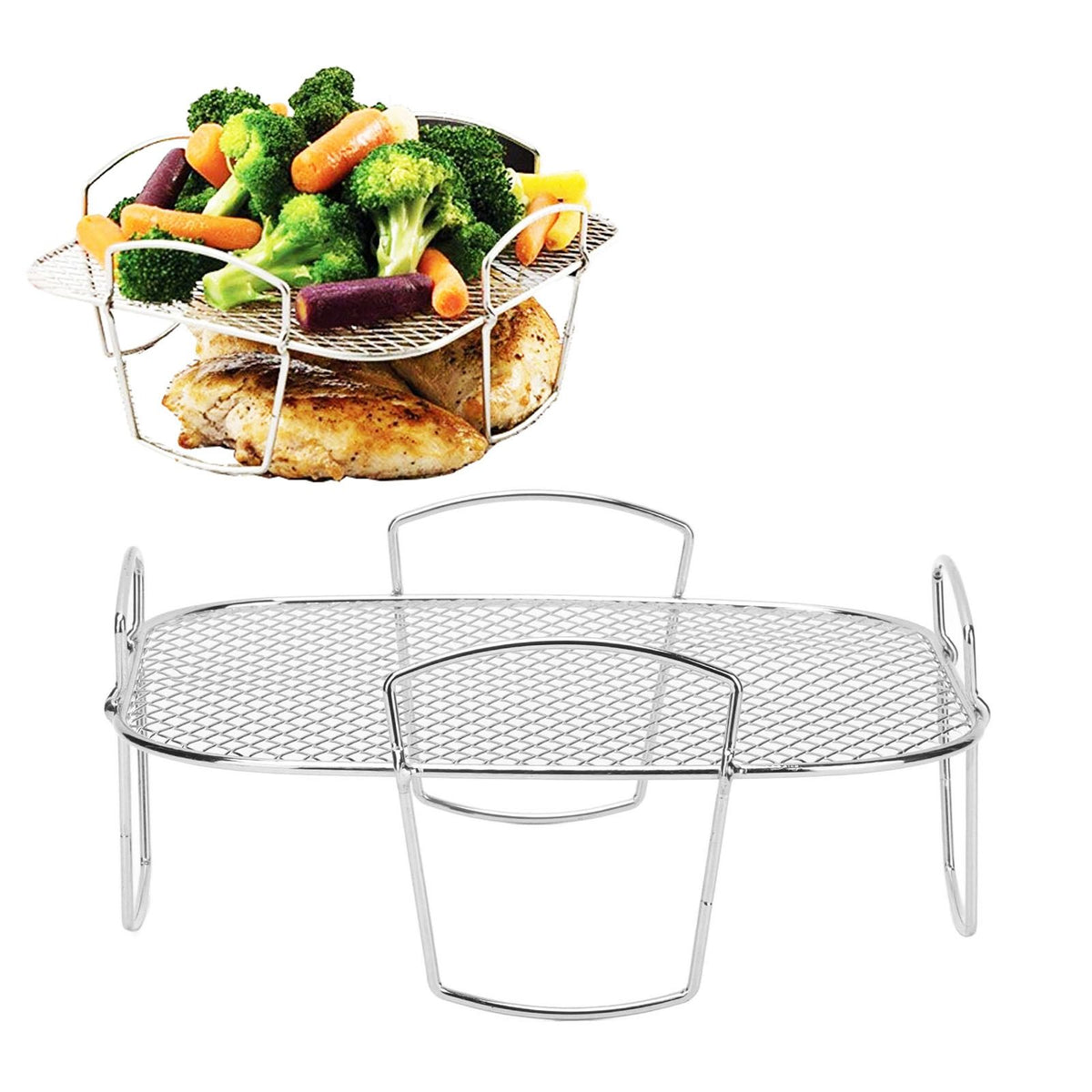 Stainless Steel French Fries Rack Anti Fall Oven Cooling Rack Holder Shelf for Home Kitchen Barbecue