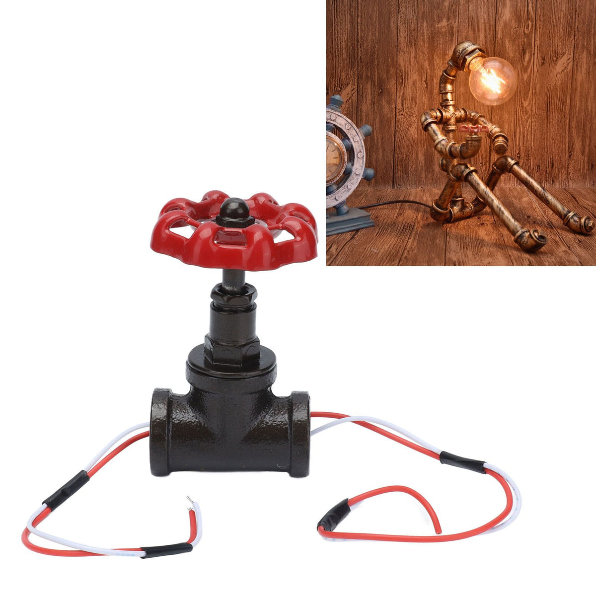G3/4 Steampunk Style Light Switch with Wires Vintage Industrial Robot Table Lamp Switch 12V 120V