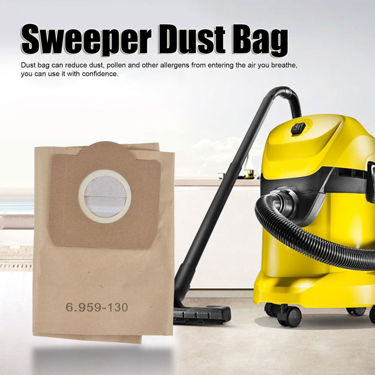 5Pcs Vacuum Cleaner Dust Bag Vacuum Cleaner Accessory Fit for Karcher 6.959‑130.0 WD3200 WD3300 WD3500