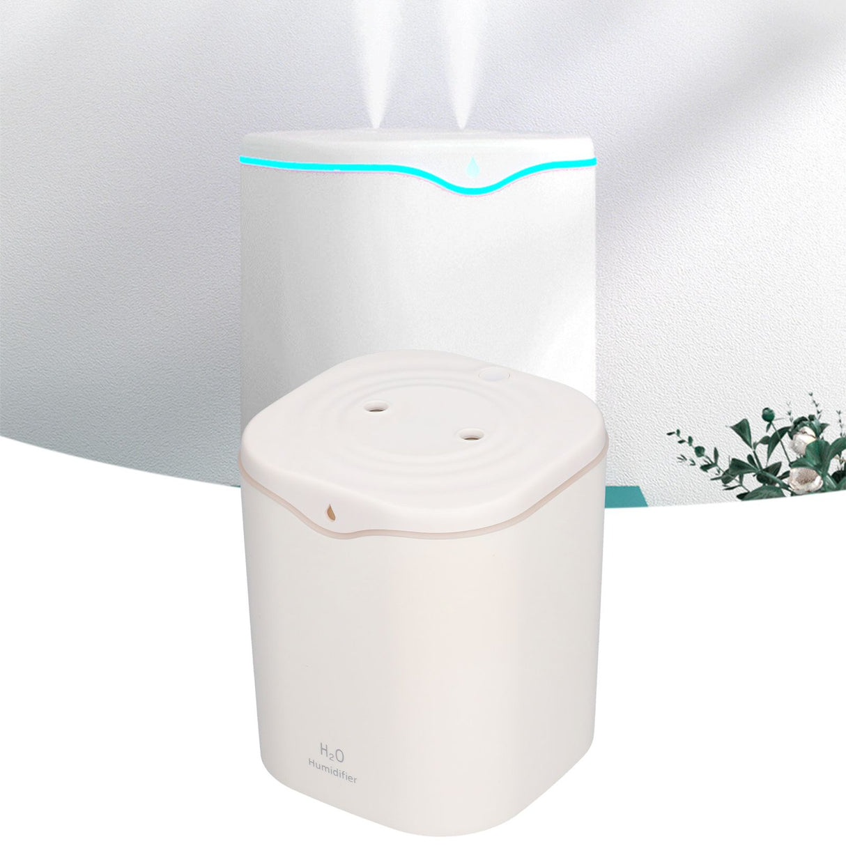 Double Spray Air Humidifier 2L Mini Silent Aroma Diffuser USB Powered for Home Bedroom Office White