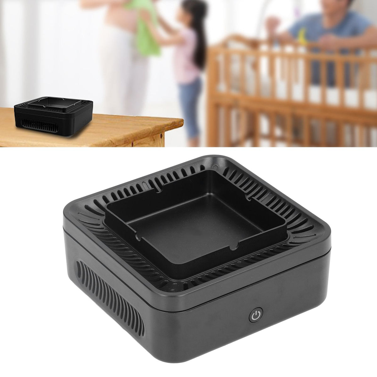 Smokeless Ashtray Gray Home Office Desktop USB Charging Large Air Volume Negative Ion Ashtray Purifier