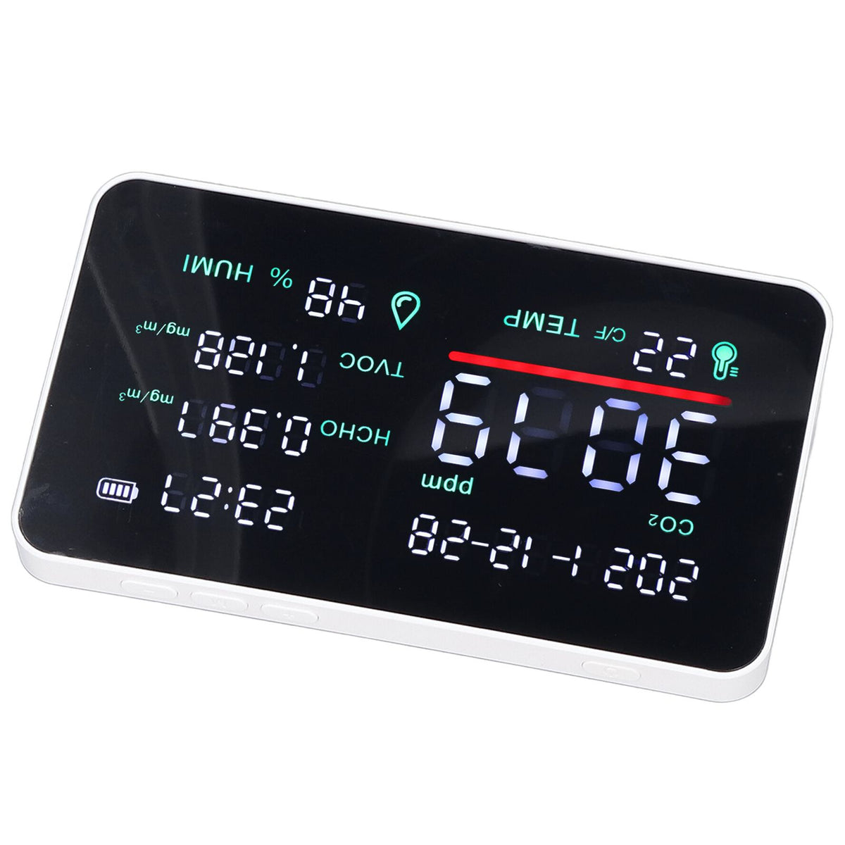 Air Quality Monitor Semiconductor USB Charging Indoor Temperature Humidity Carbon Dioxide DetectorWhite