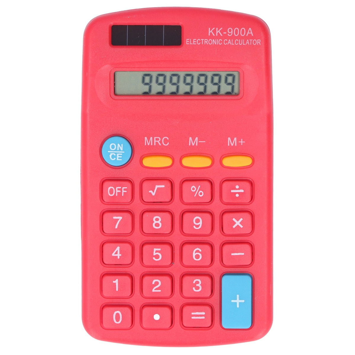 Mini Calculators Handheld 8 Digit with LCD Display Sensitive Button Solar Battery Dual Power for Office School BusinessRed