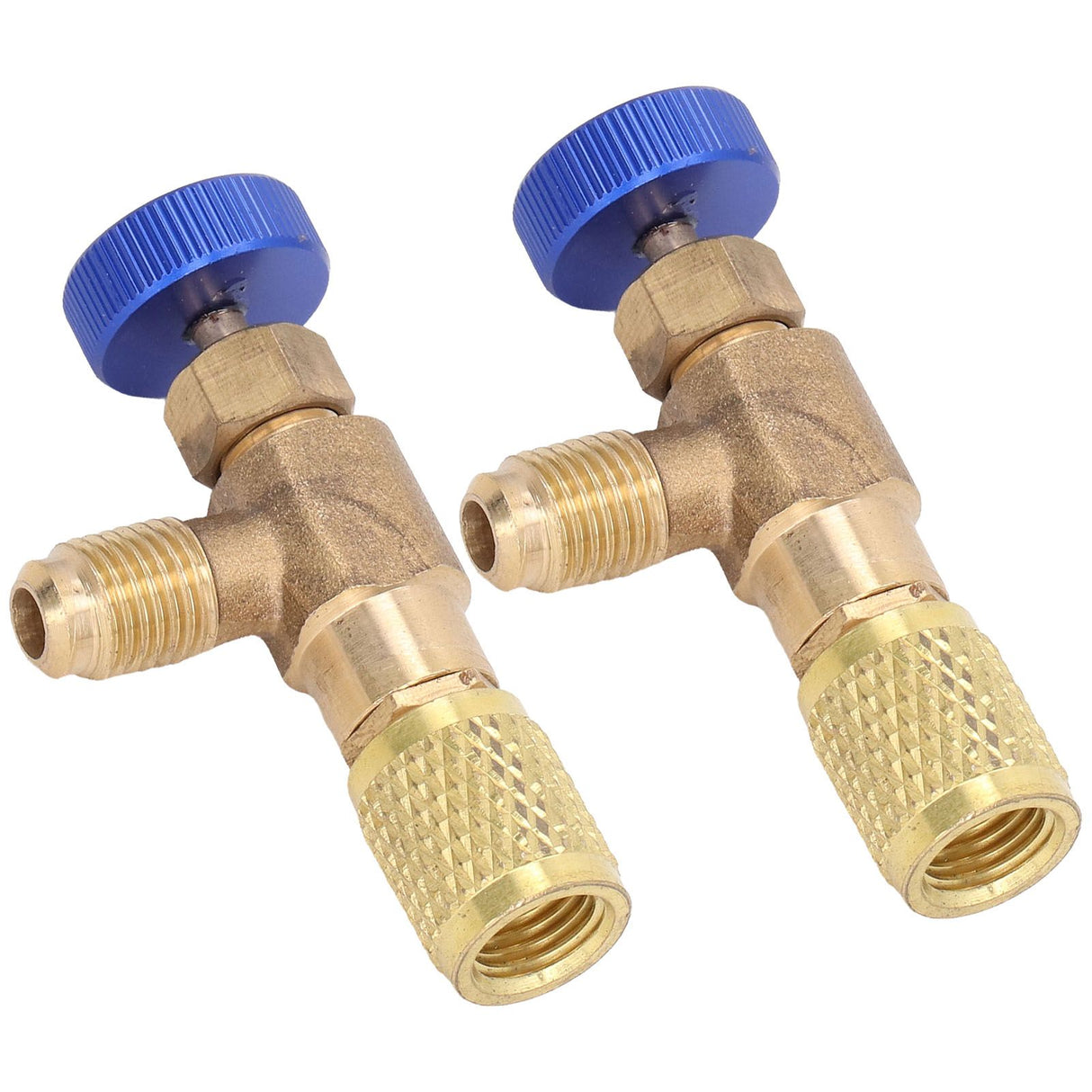2PCS Refrigeration Valve Air Conditioning Refrigerant Control Valve Fluoride Charging Adapter for R22 R404 R407 1/4SAE Thread