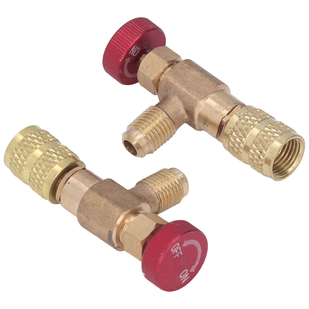 2PCS Refrigeration Control Valve 1/4SAE Male Thread 5/16SAE Female Thread Refrigerant Charging Valve Adapter for R410A