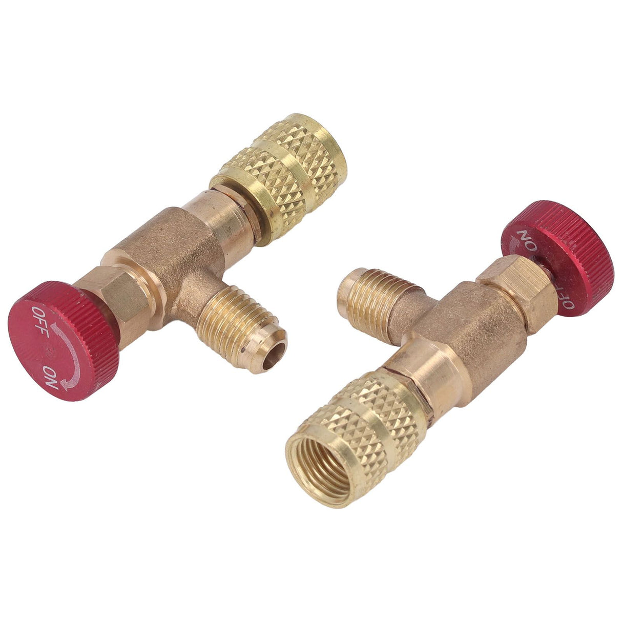 2PCS Refrigeration Control Valve 1/4SAE Male Thread 5/16SAE Female Thread Refrigerant Charging Valve Adapter for R410A