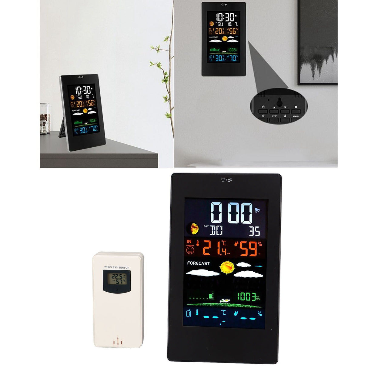 Weather Station Humidity Temperature Monitoring USB Powered Weather Forecast Clock Function Home Weather Station