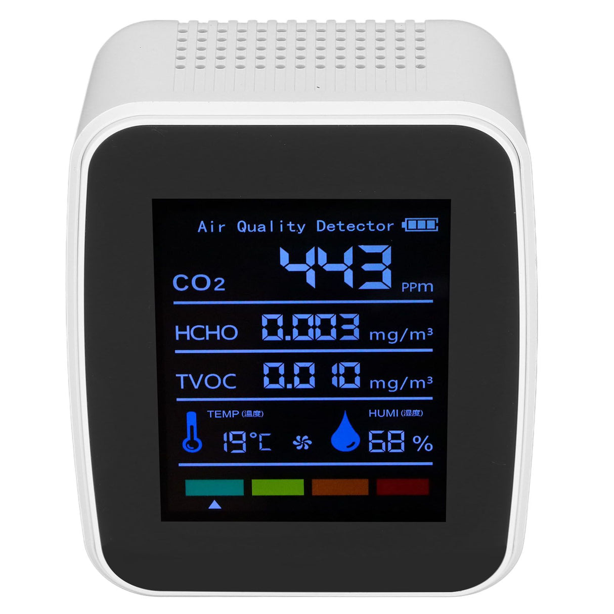 Air Quality Detector 5in1 Intelligent Anti Interference Ability Indoor Temperature Humidity Air Quality DetectorWhite